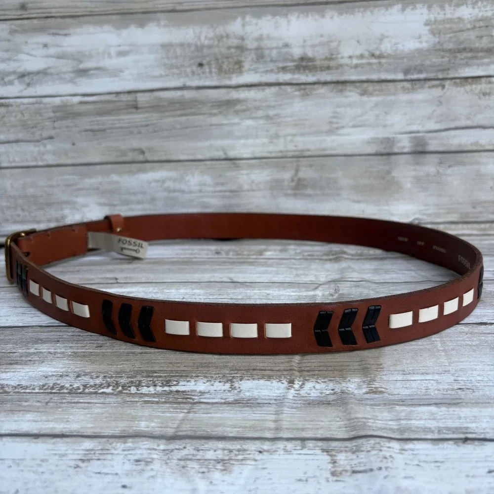 Fossil Leather Belt Size L 36.5